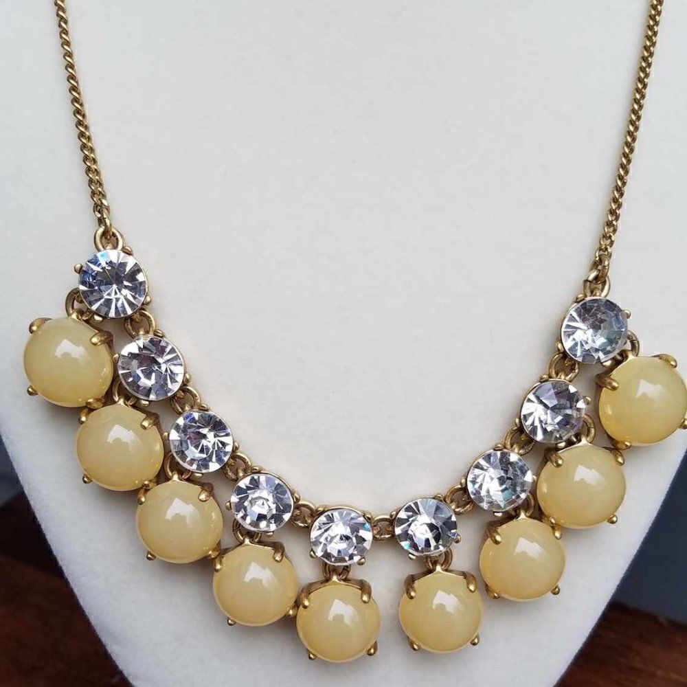 Like New J Crew Lemon Drop Rhinestone Statement Necklace